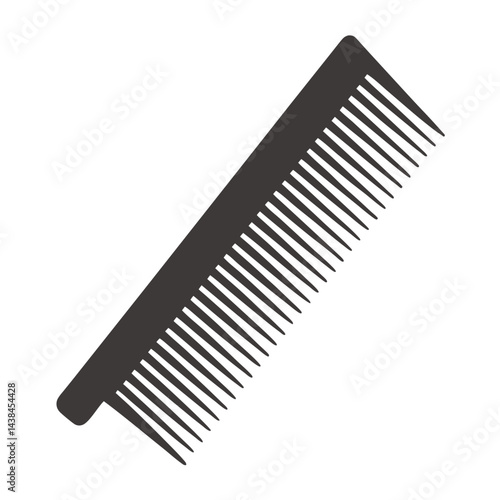 Single Black Silhouette Illustration of a Wide Toothed Hair Comb for Detangling and Styling Hair
