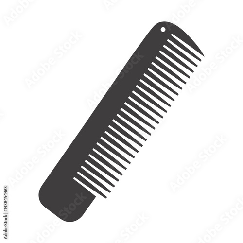 Single Black Silhouette Illustration of a Wide Toothed Hair Comb for Detangling and Styling Hair
