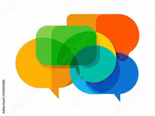 Colorful Overlapping Speech Bubbles Abstract Design