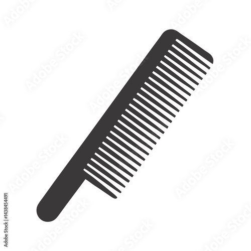 Single Black Silhouette Illustration of a Wide Toothed Hair Comb for Detangling and Styling Hair