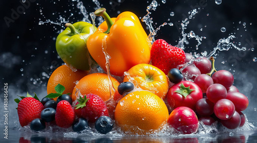 Vibrant Splash of Fresh Fruits: A Colorful Celebration of Nature's Bounty in Water