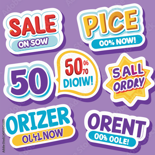 Colorful Sale Stickers for Various Products