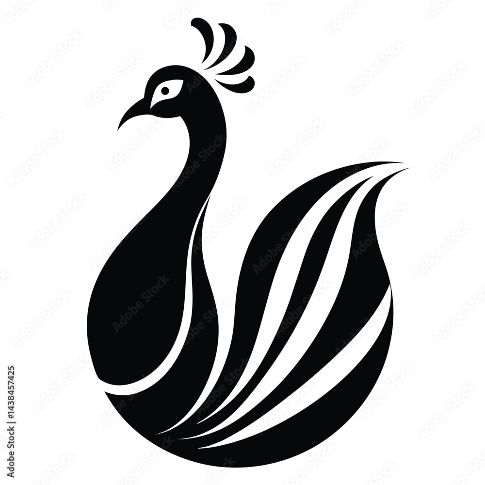 Fototapeta premium black and white peacock vector