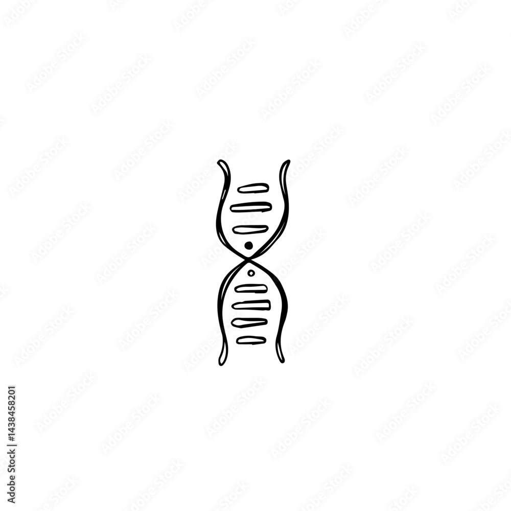 Fototapeta premium DNA double helix sketch, in black ink, for science education