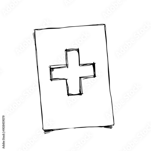 Hand-drawn medical cross sketch, for healthcare design