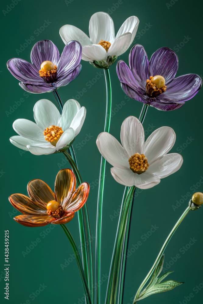 Naklejka premium Stunning Glass Flower Bouquet Arrangement