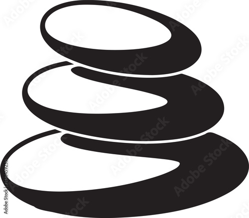 Three Balanced Stones Minimalist Black And White Graphic Illustration Vector
