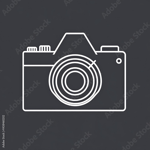 Obraz na płótnie Minimalist Digital Camera Line Art on Dark Background for Photography, Design, and Visual Content. w salonie