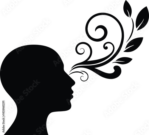 Silhouette Of Person With Floral Design Idea Inspiration And Natural Beauty