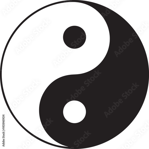 Yin Yang Symbol Black And White Vector Illustration Of Harmony And Balance