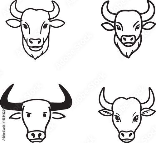 cow head vector with white background