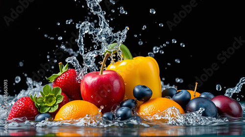 A Vibrant Symphony of Fresh Fruits and Vegetables Celebrating Nature’s Colorful, Juicy, and Lively Bounty