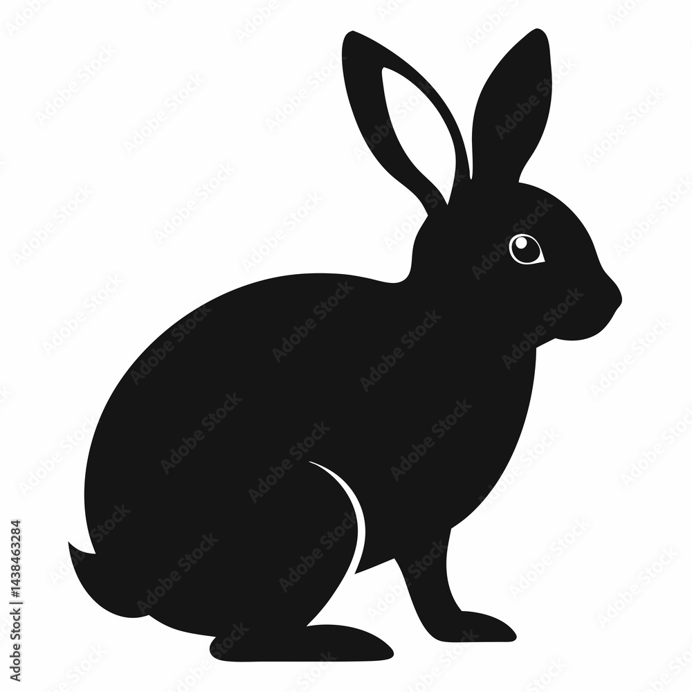 Fototapeta premium black and white silhouette rabbit with white background