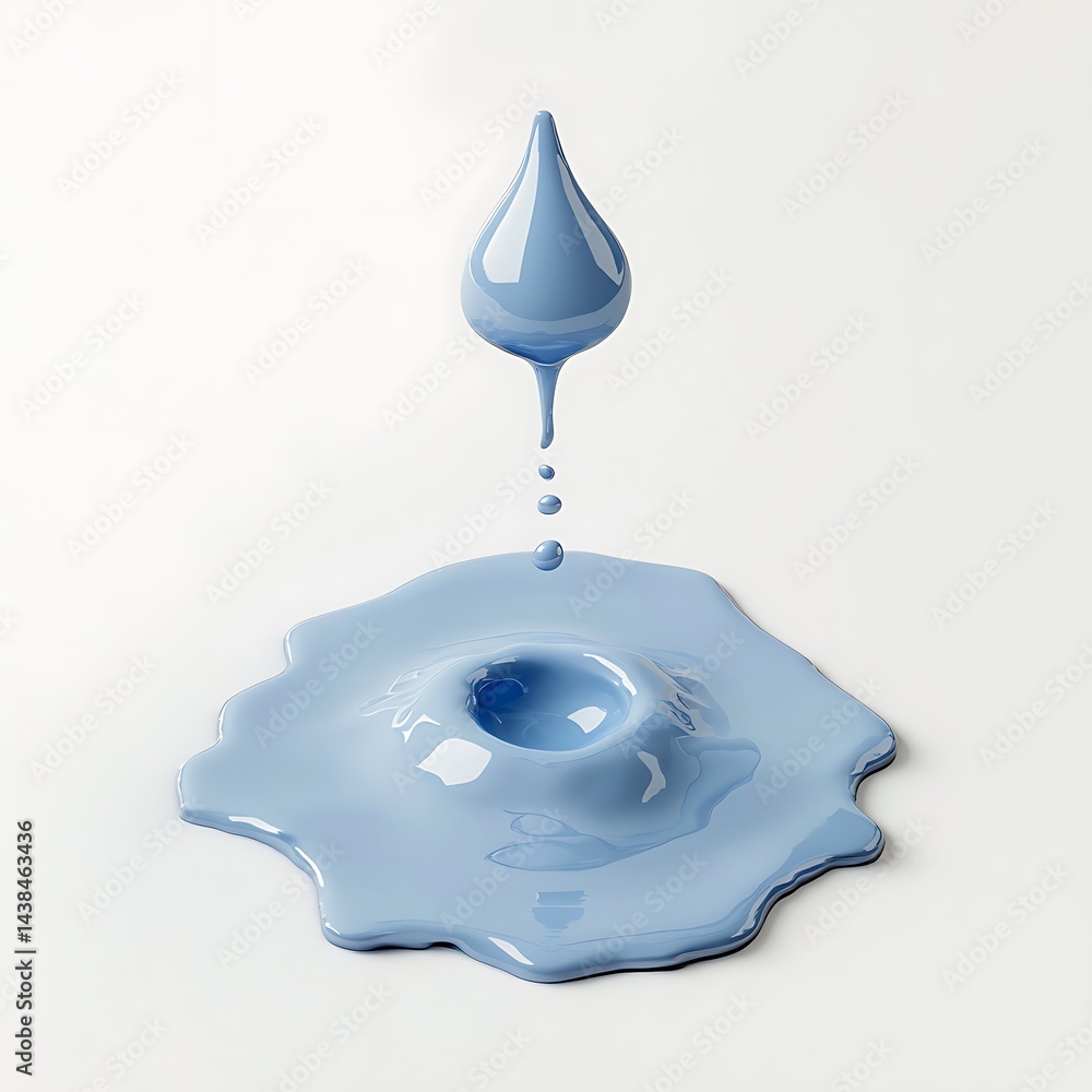 Minimalist Light Blue Drop Splashing Creatively, Abstract Liquid Design Element Perfect for Backgrounds and Creative Projects, Art.