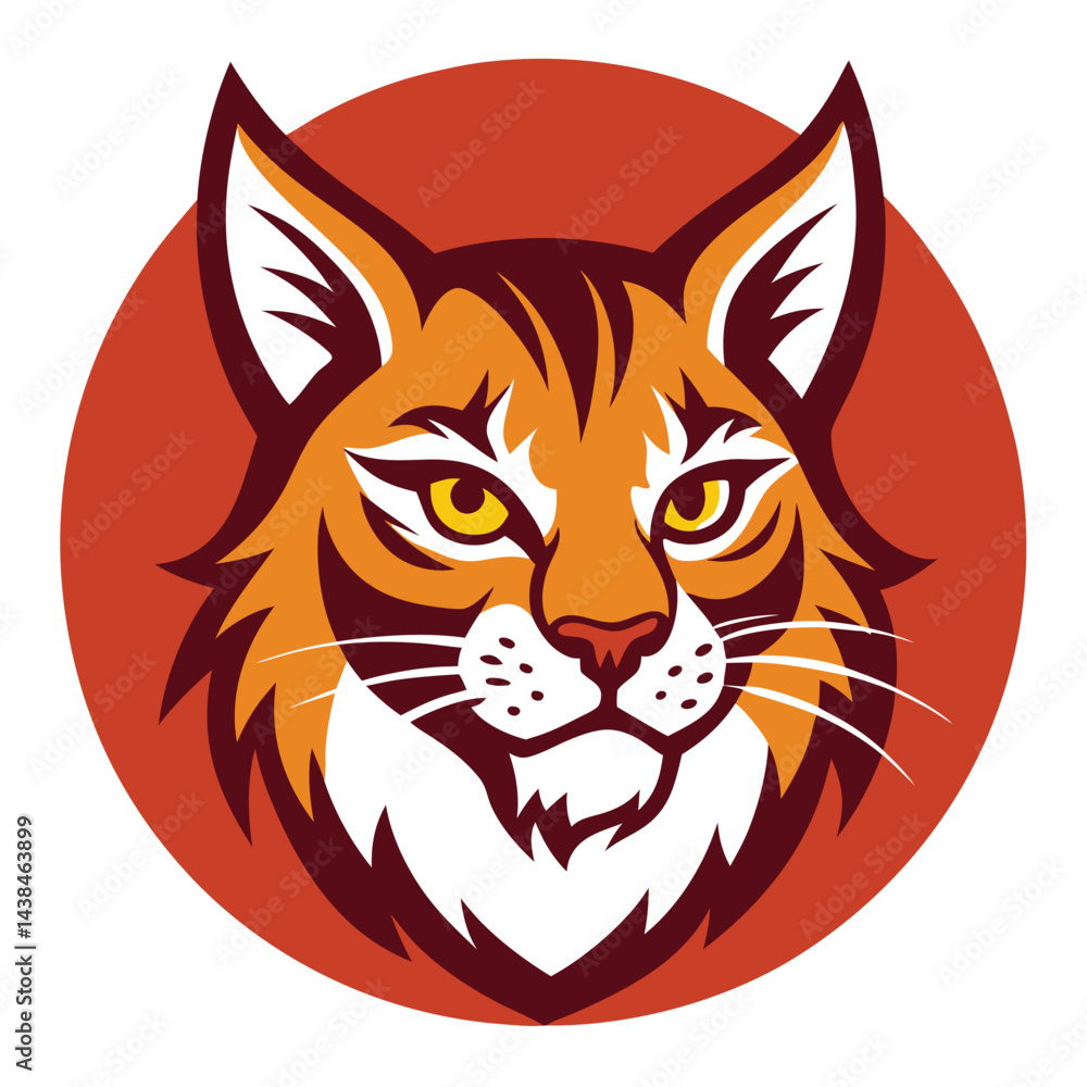 Obraz premium Bobcat on Vintage Background - Vector Art Illustration Design