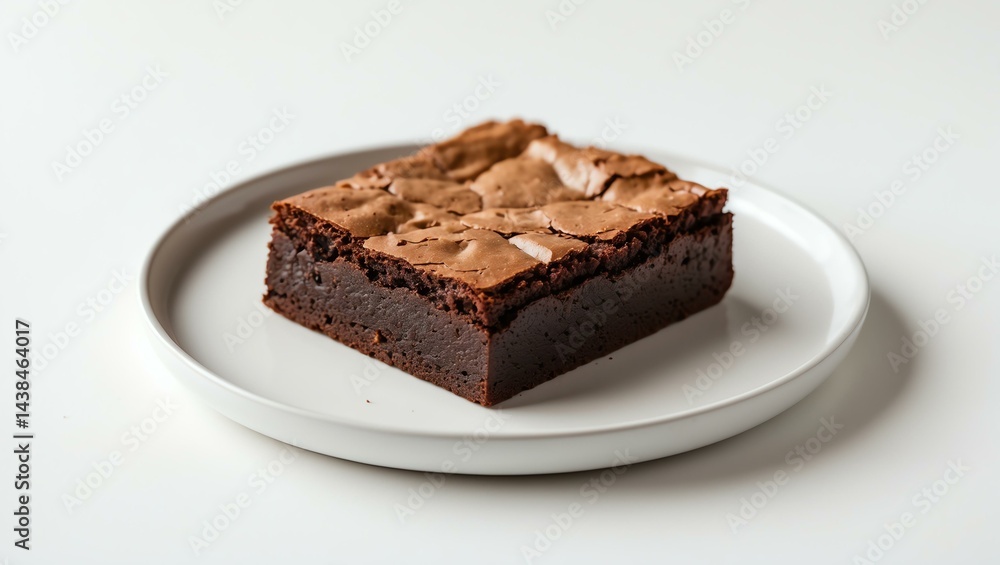 brownie on a white plate isolated on white background, aesthetic food photography brownie on a white plate isolated on white background, aesthetic food photography
