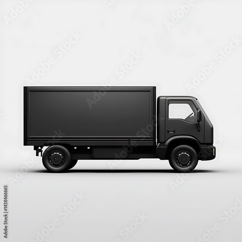 Obraz na płótnie Modern Black Delivery Vehicle: Sleek Commercial Automobile for Transport, Logistics and Distribution Services, Minimalist Design, Studio Shot. w salonie