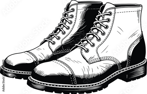 Classic Leather Boots, Vector Illustration