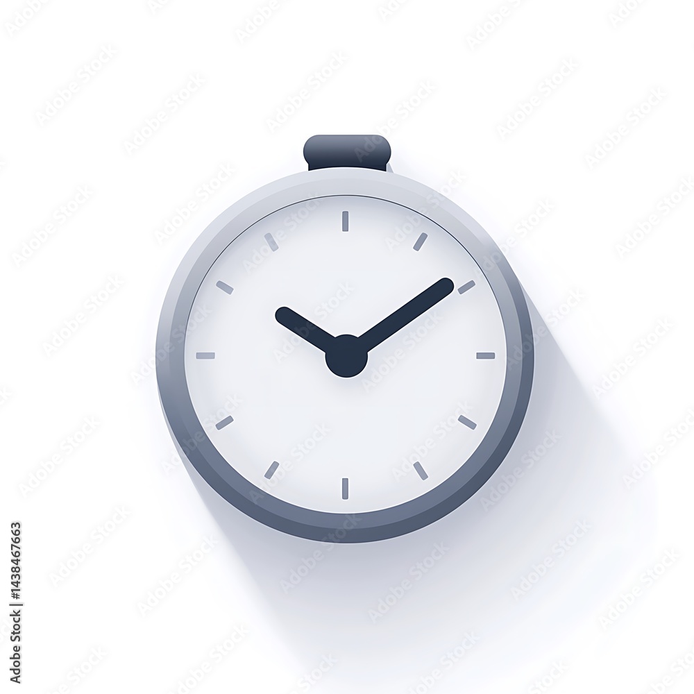 Modern Style Clock Illustration: A Focus on Time Management, Punctuality, and Efficiency on a White Background.