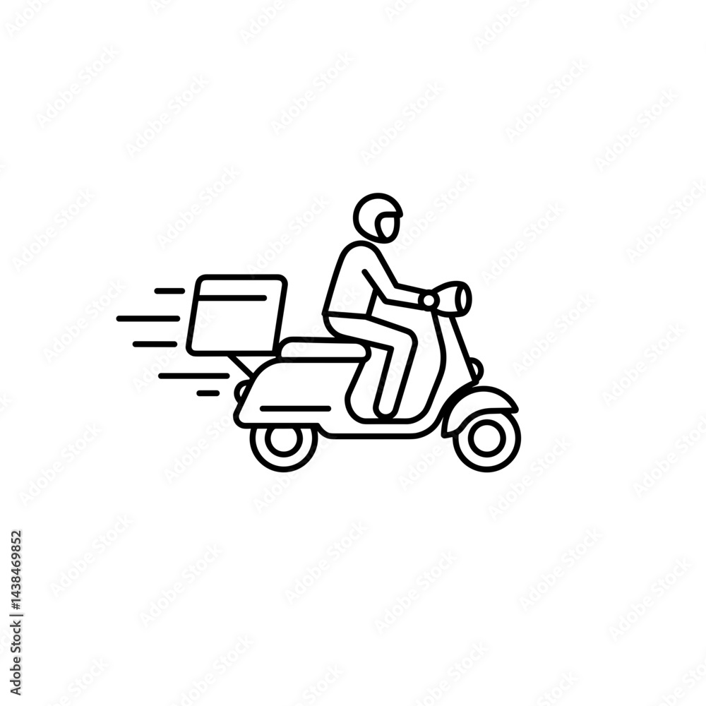 Scooter courier line icon for fast urban delivery Scooter courier line icon for fast urban delivery