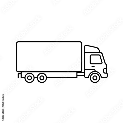 Cargo truck side view line icon for freight transport