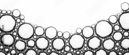 Obraz na płótnie Abstract Close-Up of Soap Bubbles with Varying Sizes on White Background w salonie