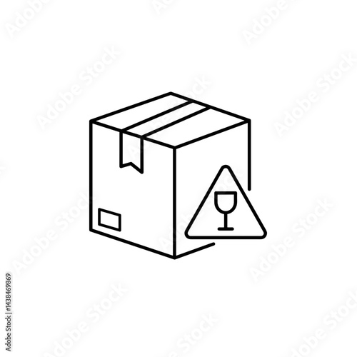 Fragile package line icon for careful shipping services