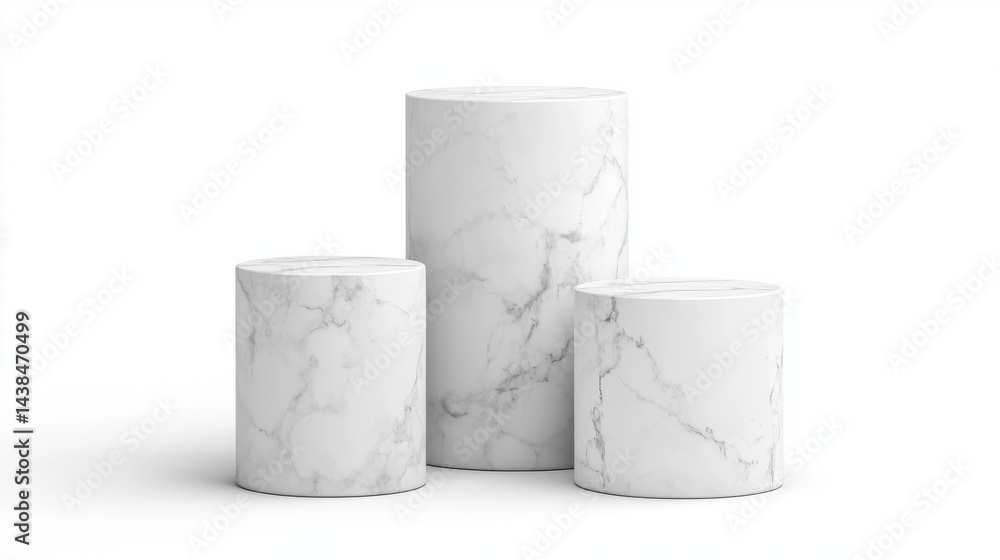 Elegant White Marble Cylinders for Modern Home Decor and Display