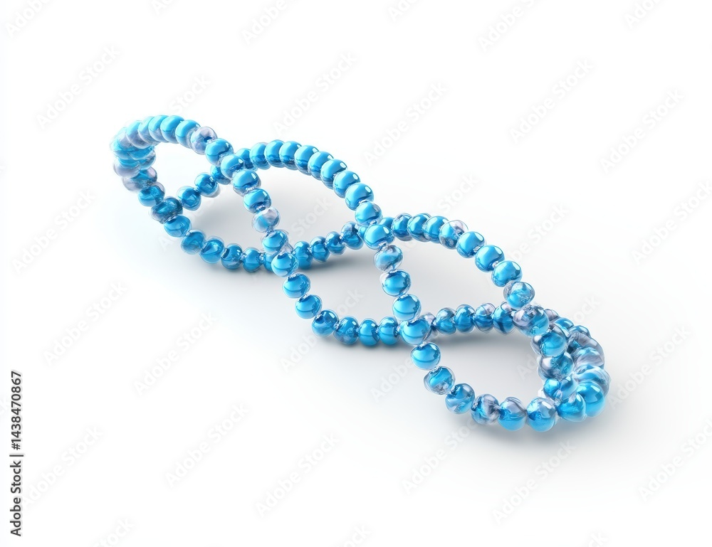 Abstract design of interconnected rings, light blue, smooth, round beads Abstract design of interconnected rings, light blue, smooth, round beads