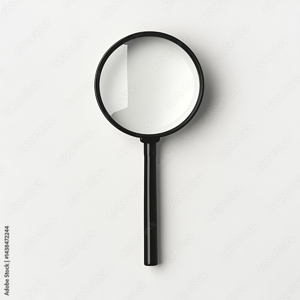 Simple Magnifying Glass on White Background for Detail Focus and Investigation Concepts, Clarity Tool.