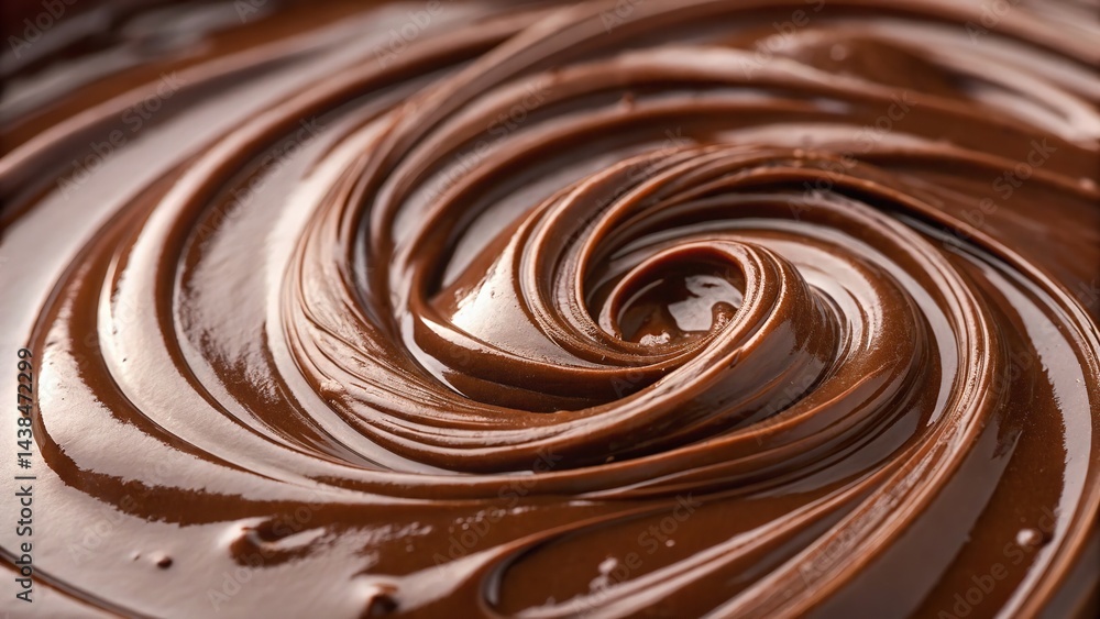 A luscious swirl of glossy, dark chocolate creates a visually appealing and rich texture. A luscious swirl of glossy, dark chocolate creates a visually appealing and rich texture.