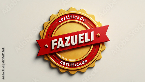 Selo dourado com a palavra 