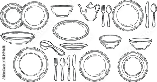 Elegant Tableware Vector Illustration