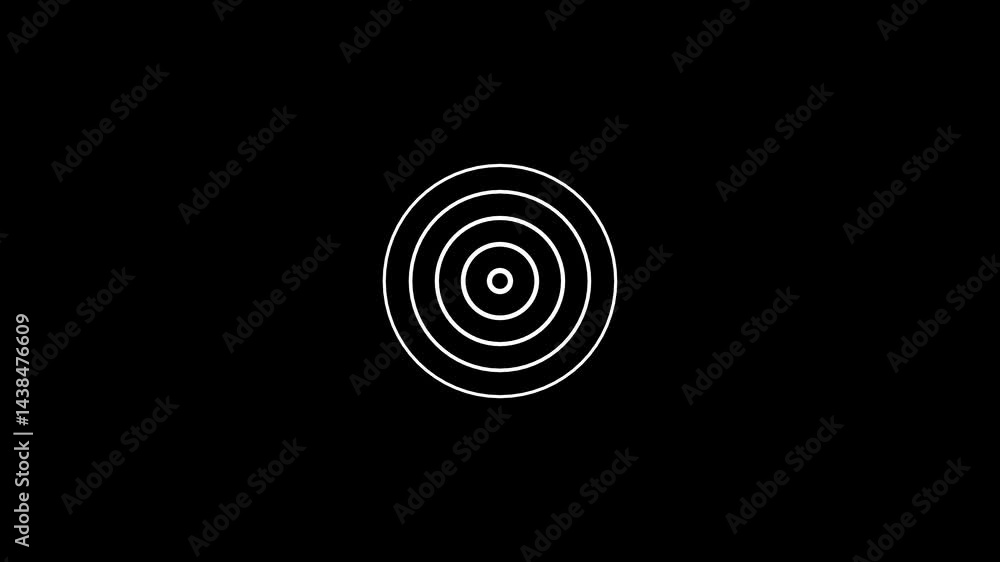 Radio waves animation on black background. Circle or wave passing. Radio waves animation on black background. Circle or wave passing.