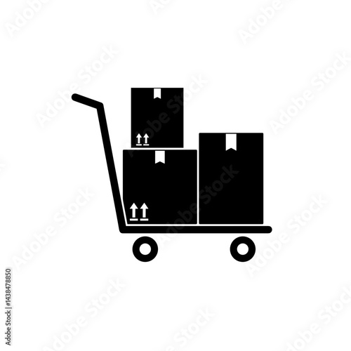 Hand truck with stacked boxes icon