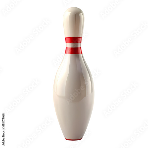 Bowling Pin Stock Photo White Bowling Pin with Red Stripes isolated on transparent background
