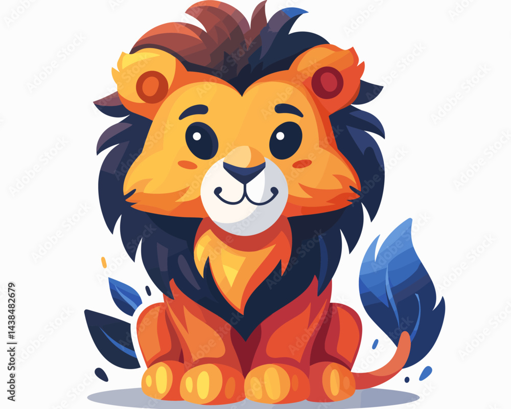 Cute lion cartoon vector illustration. Cute animal character design. Cute lion cartoon vector illustration. Cute animal character design.