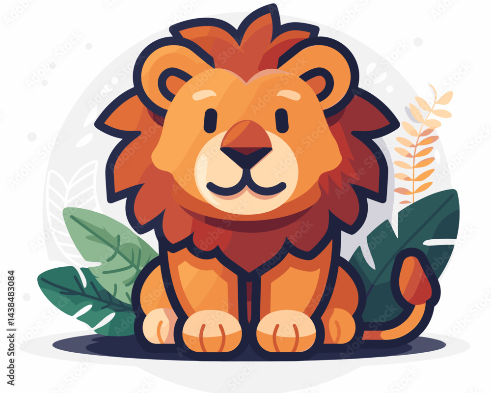 Fototapeta premium Cute lion character cartoon mascot vector illustration for your web site design
