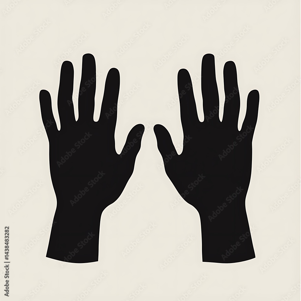 Two Hands Silhouette Design, Representing Connection, Interaction, Expression, and Human Touch on a Plain Background.