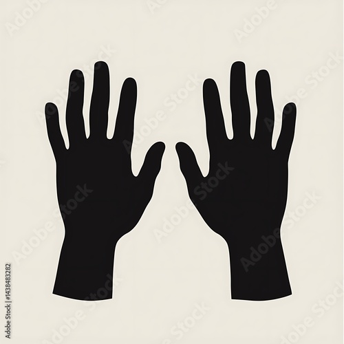 Obraz na płótnie Two Hands Silhouette Design, Representing Connection, Interaction, Expression, and Human Touch on a Plain Background. w salonie
