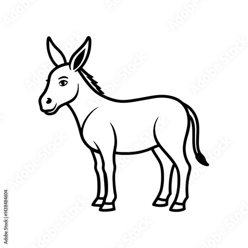 outline of a donkey line art vector