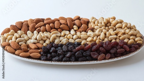 Obraz na płótnie Assorted nuts and raisins on a platter w salonie