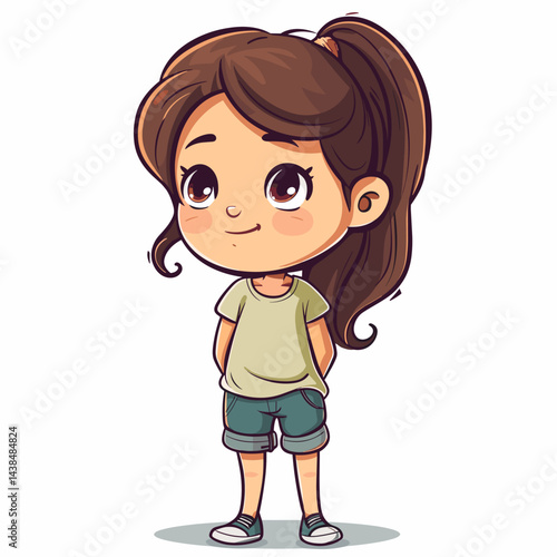 Cute little girl cartoon. Vector illustration. Cute little girl.
