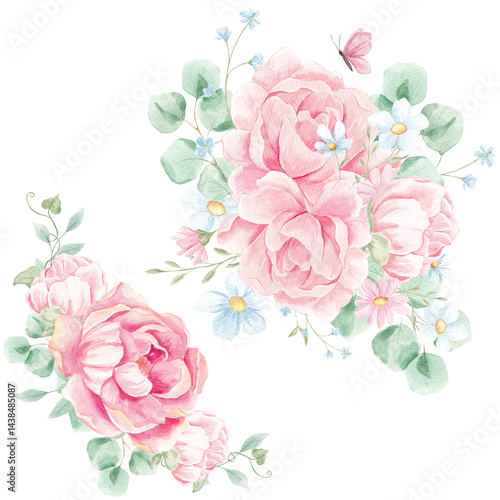 Watercolor Peonies, Png clipart, Peony flowers clipart, Romantic, Spring floral clipart, Wedding invite card, Blush Peony, Pink