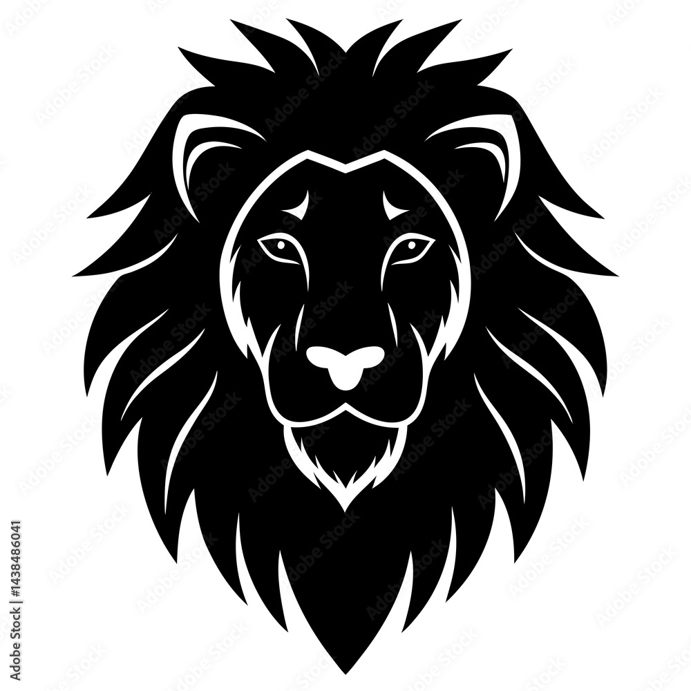 lion head vector silhouette on white background lion head vector silhouette on white background