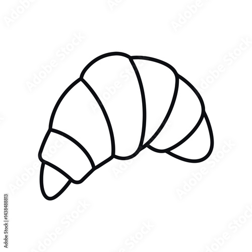 outline of a croissant with line art vector