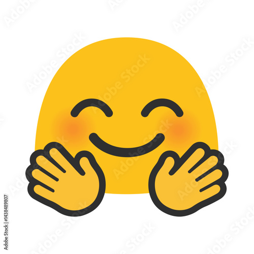 Smiling Face with Hugging Gesture Clipart Illustration | Joyful Expression Isolated on White Background