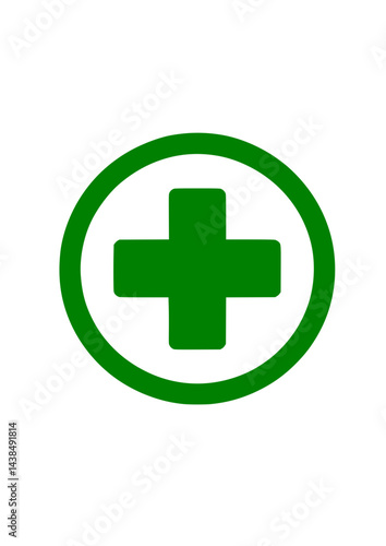 Green plus sign icon silhouette vector illustration