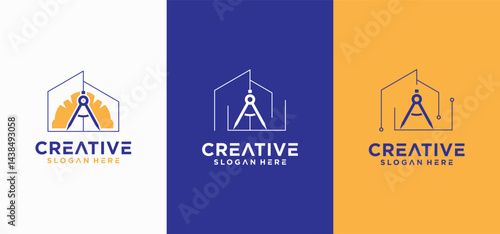 home architect logo design, financial real estate logo, Architect logo with line art, building.