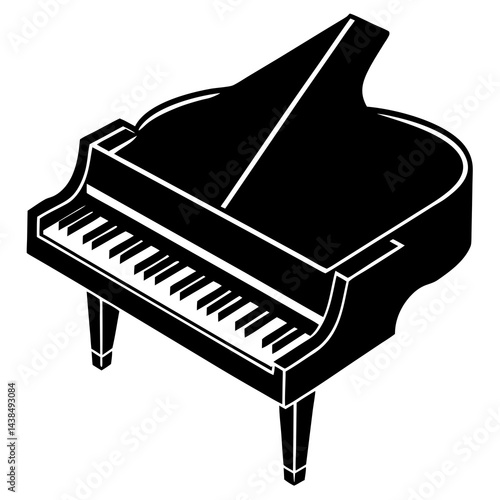 Piano Silhouette on White Background